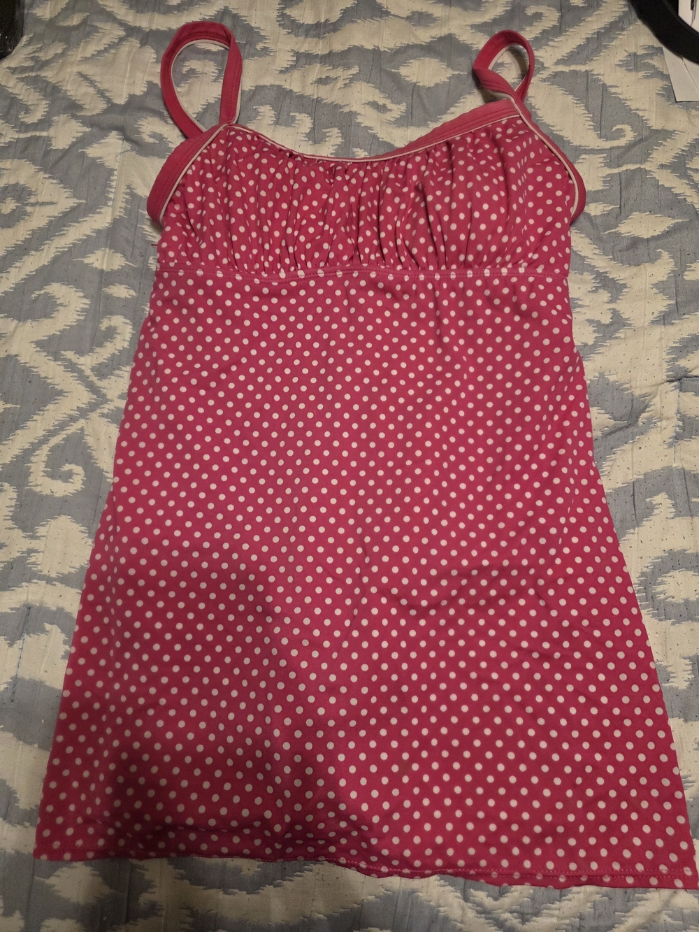 Kim Rogers Pink Polka Dot One-Piece Swimdress